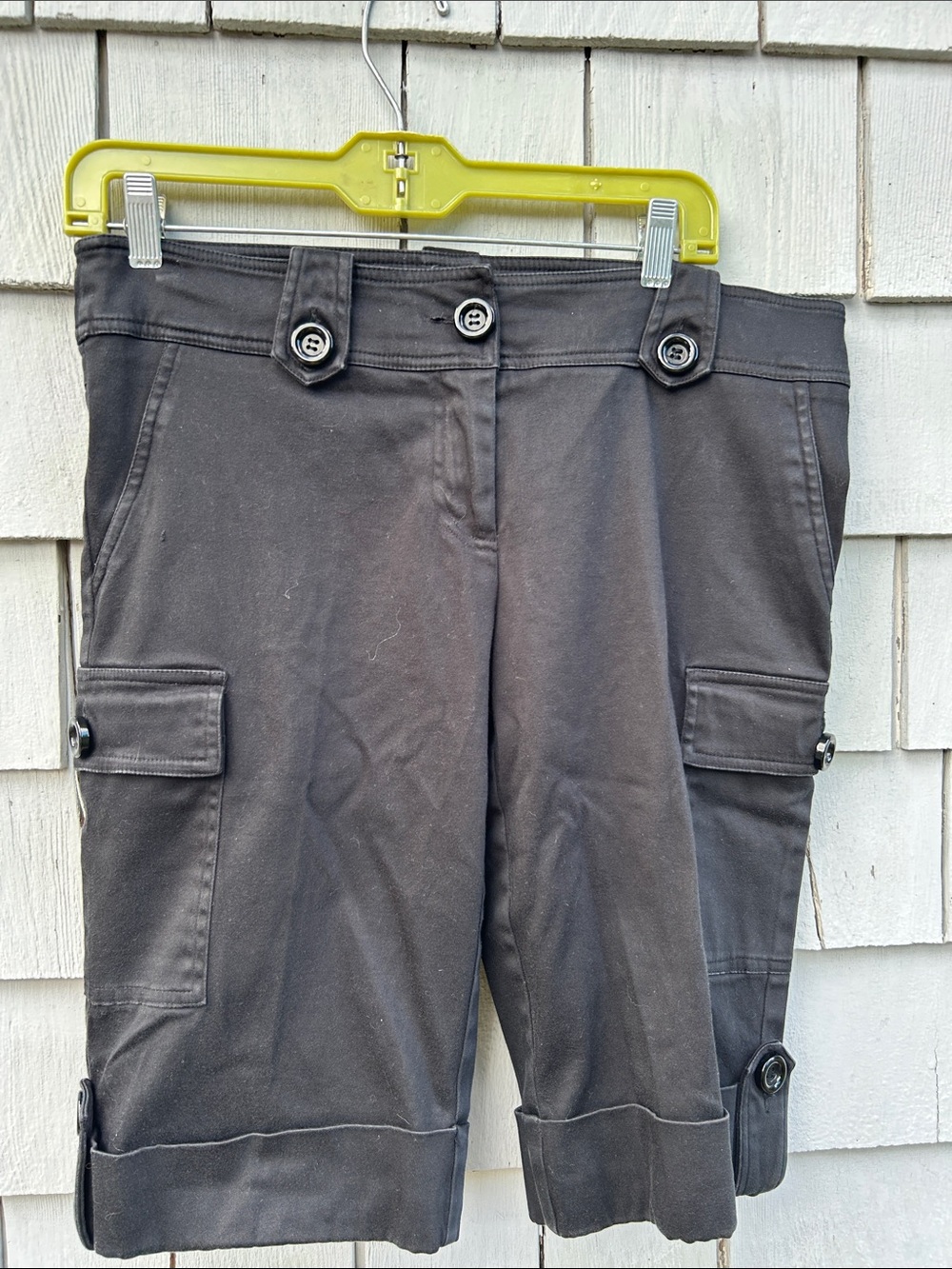 Cache Black Cargo Bermuda Shorts with Button Tabs size 10 vintage